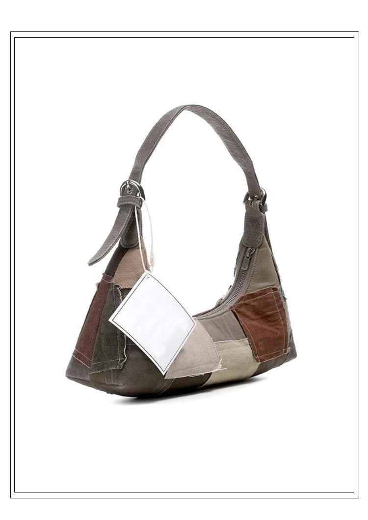 Trendy Patchwork Canvas Underarm Bag Retro Women's Clutch Bag Designer Handbag luxury Shoulder Bags For Women Bolsa de hombro
