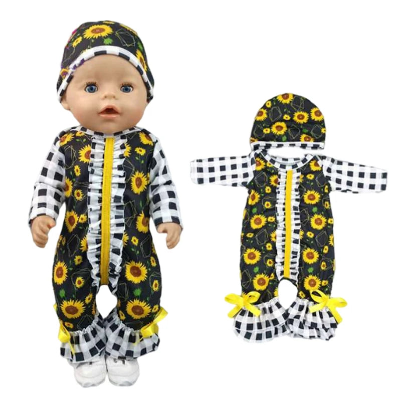 18 Inch Baby Doll Winter Clothes Set Crochet Sweater Scarf Hat Gloves New Year Apparel for 43 Cm Girl Dolls