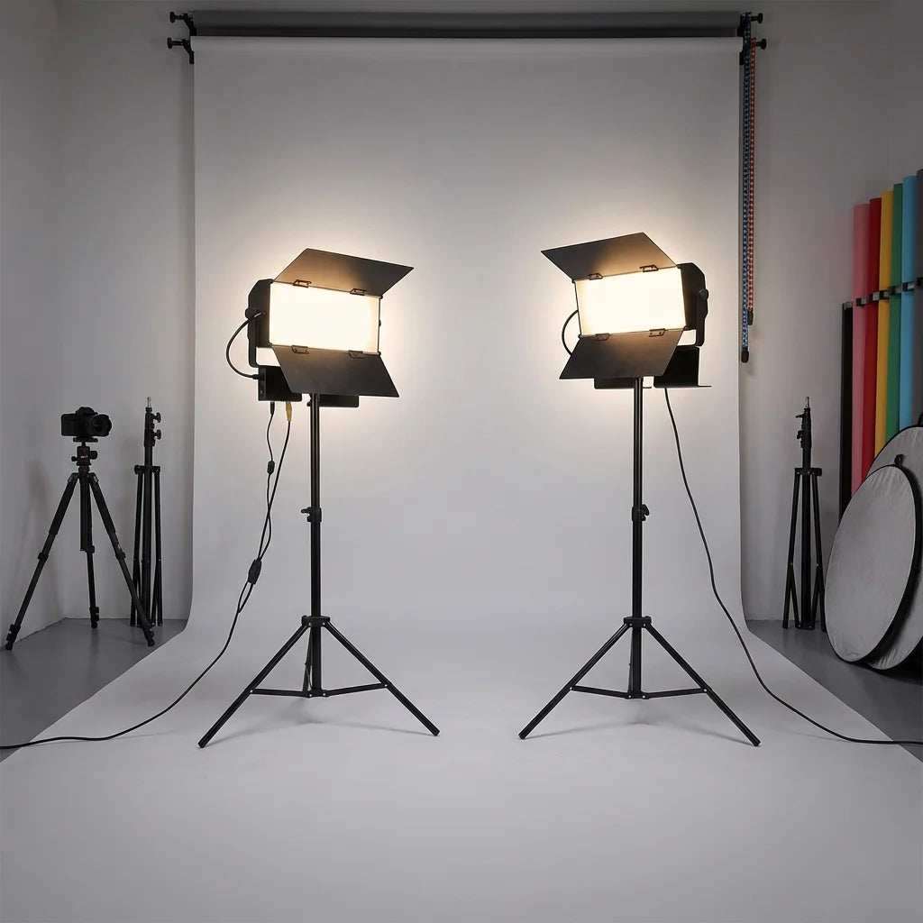 Simock 120W Two Lights with Two Stands Dimmable TV Studio Led Lighting Panel Video for Youtube Tiktok Instagram Photography