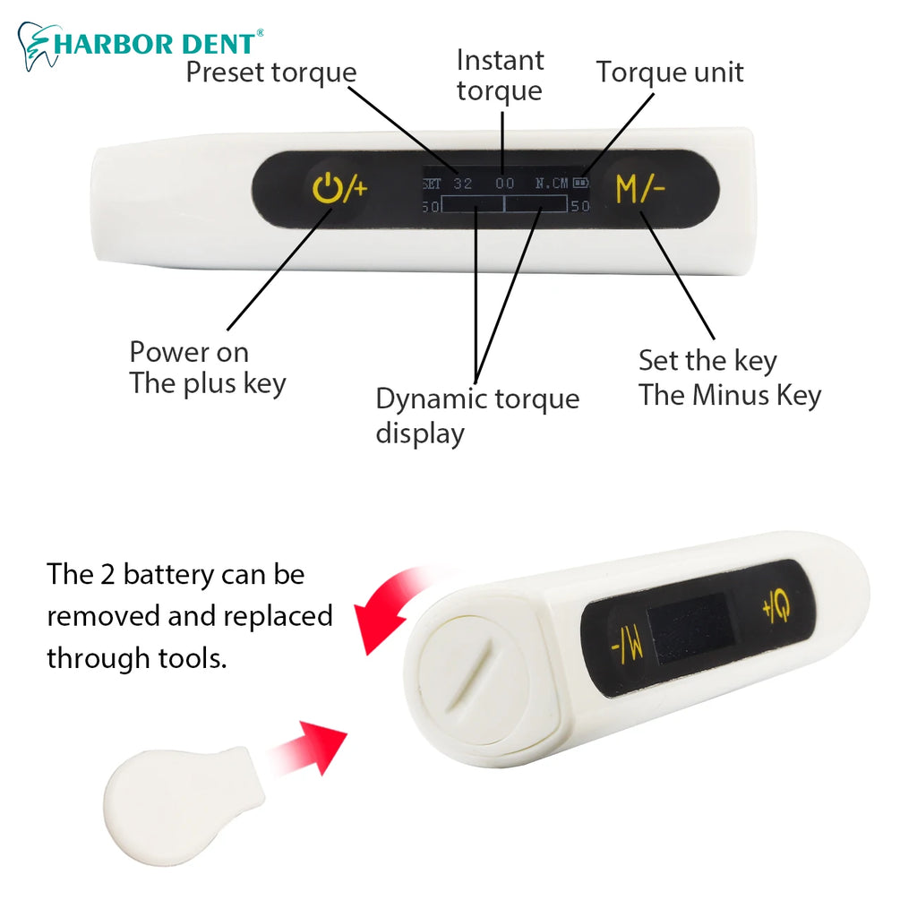 16-Pcs Dental Electric Torque Wrench Kit Universal Surgery Implant Tools with Manual Power Source Screwdriver Instrument Set
