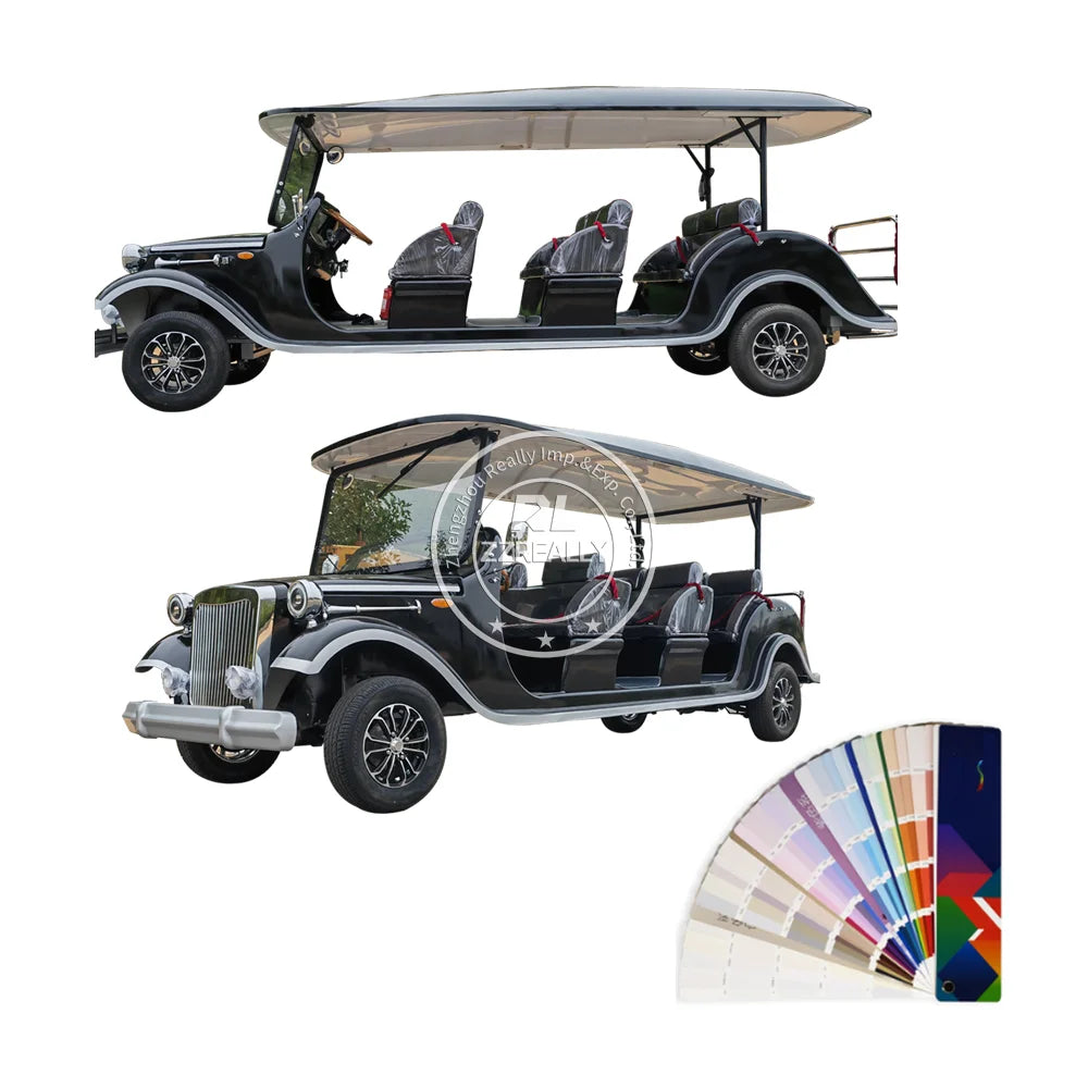 2025 4 Seats Electric Vintage Classic Sightseeing Mini Bus 72V Battery 80-100km Range