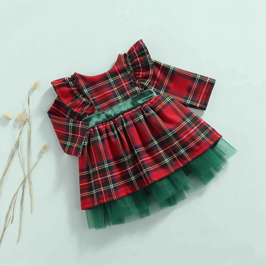 Ma&Baby 6M-6Y 2024 Christmas Red Dress For Girls Toddler Kid Child Plaid Bow Dresses For Girl Xmas Party Princess Costumes
