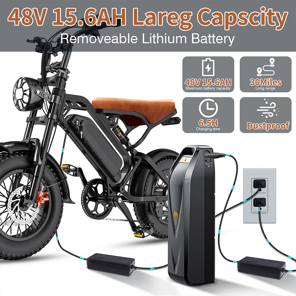 Classic Cafe Racer Bicicleta Eléctrica 500W 48V US Warehouse Stock Free Shipping & UL CE Certified