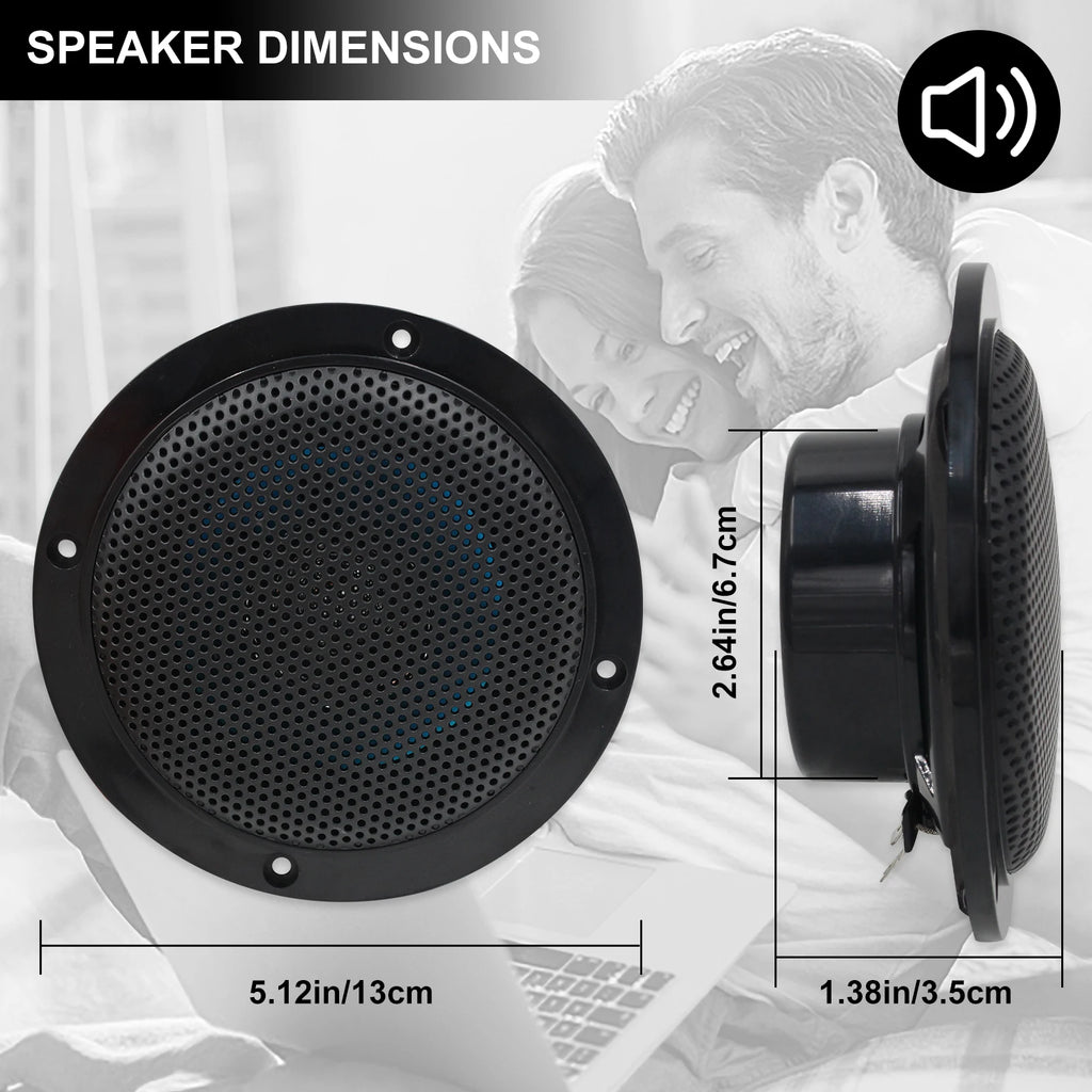 Herdio 4 Inch Ceiling Bluetooth Speakers Water Resistant 160W Marine Speakers For Bathroom Kitchen Home Outdoor Camper 2PCS