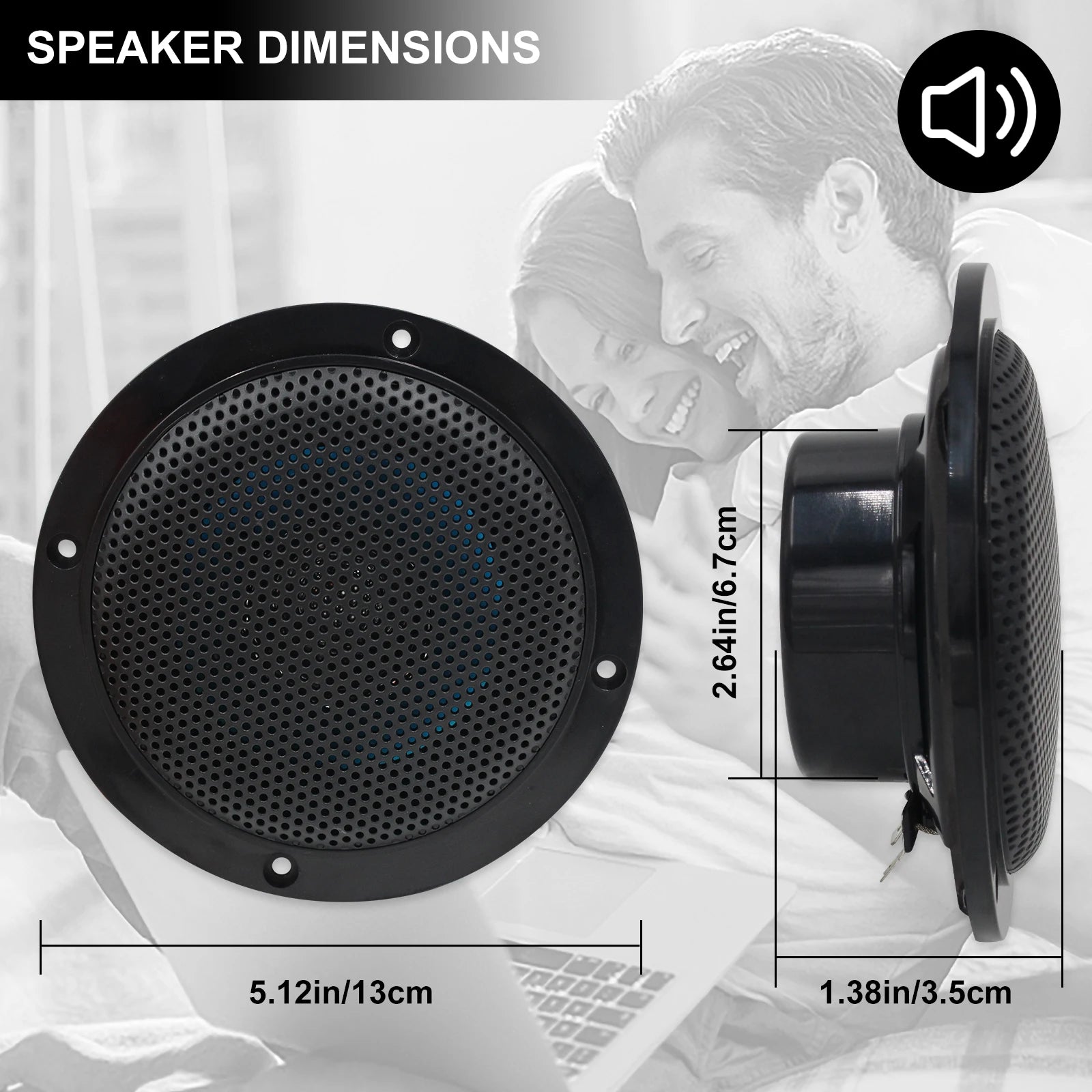Herdio 4 Inch Ceiling Bluetooth Speakers Water Resistant 160W Marine Speakers For Bathroom Kitchen Home Outdoor Camper 2PCS