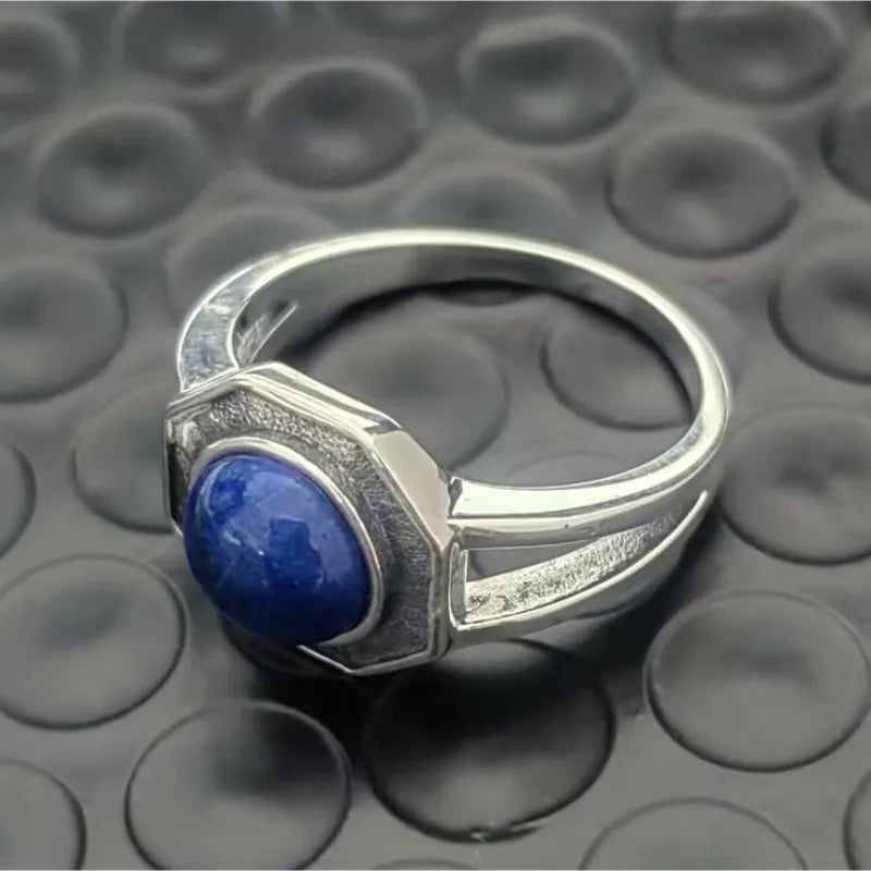 Mikaelson Original S925 Silver Jewelry Fine Ring  for Men Women the Vampire Diaries Inspired Natural Lapis Lazuli Fashion Gift