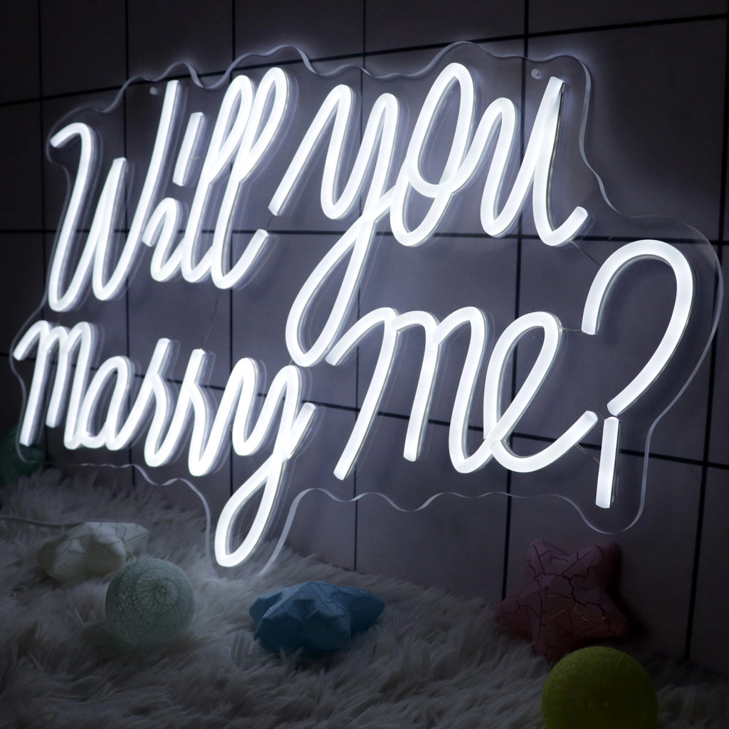 U.S. Warehouse Will You Marry Me White Drip Wall Mounted Custom Neon Sign Letter LED Neon Light for Wall Decoration