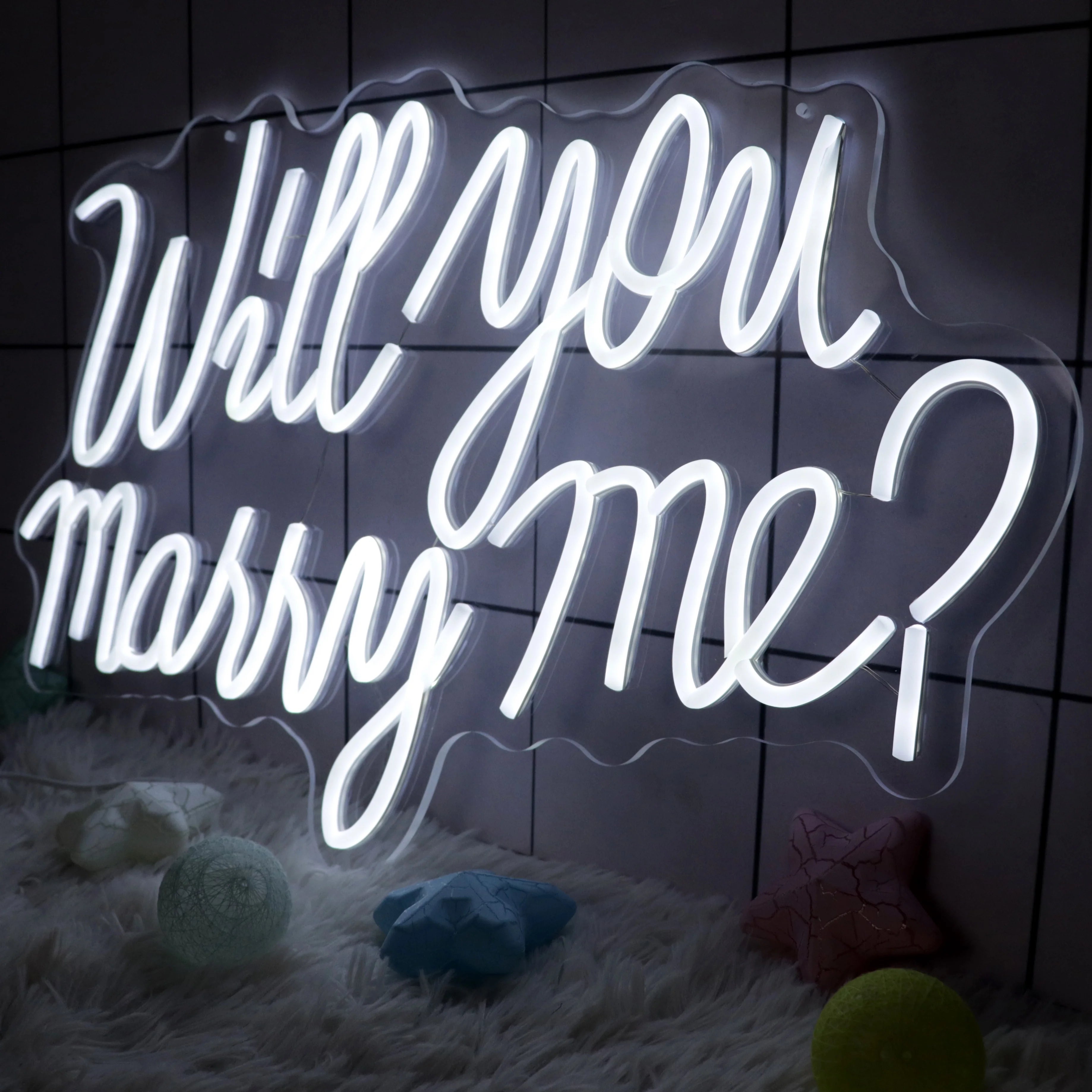 U.S. Warehouse Will You Marry Me White Drip Wall Mounted Custom Neon Sign Letter LED Neon Light for Wall Decoration