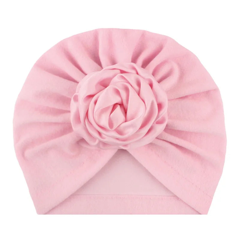 Cute Big Flower Baby Hat Soft Cotton Infant Toddler Girl Bonnet Turban Elastic Kids Newborn Beanie Cap