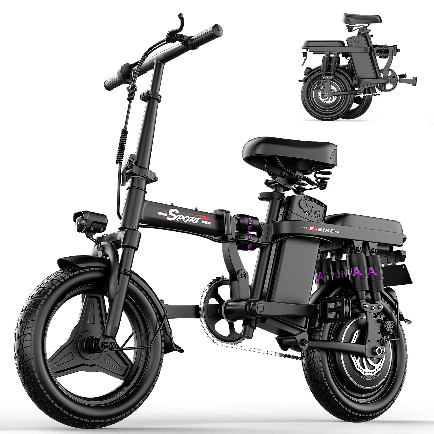 500W 48V Hub Motor Electric Bike with Fat Tire & Lithium Battery Warehouse Foldable Electric Bicycle