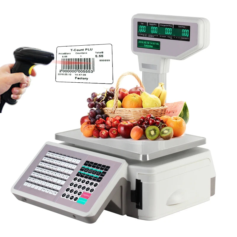 15kg/30kg Multi-Languages Label Printing Scale LCD Display Digital Barcode Scale