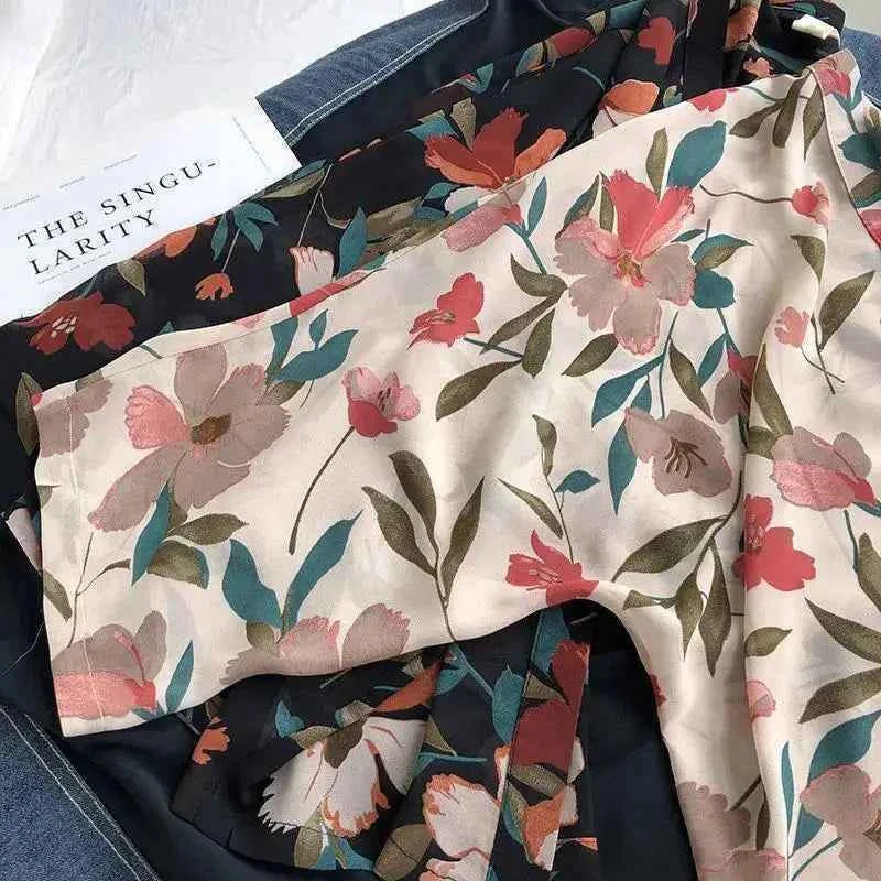 summer Chiffon Cover-ups ladies floral shirts blouses bohemia scarfs Beach Wear Kimono Dress For Women Swimsuit