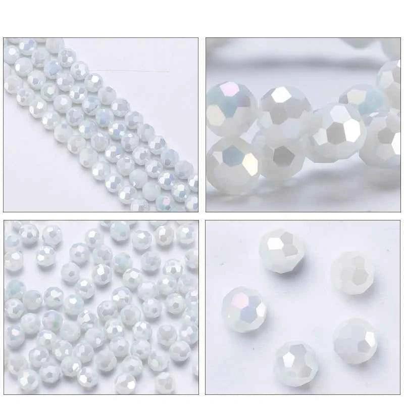 3 4 6 8mm Round Crystal Beads Faceted Colorful Glass Beads Loose Spacer Bead for Jewerly Making Needlework Bracelet Necklace DIY