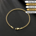 USA Free Shipping 14K Gold Plated Stainless Steel Bracelet 3mm Women Waterproof Jewelry Miami Cuban Link Chain Men Bracelet
