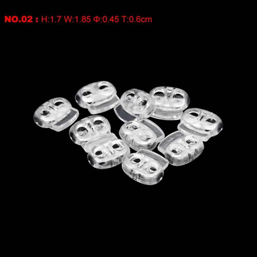 10pcs Cord Lock Plastic Stopper Cord Ends Toggles Clip Buckle Transparent Clear Frost For Shoelace Clothing DIY Bag Accessories