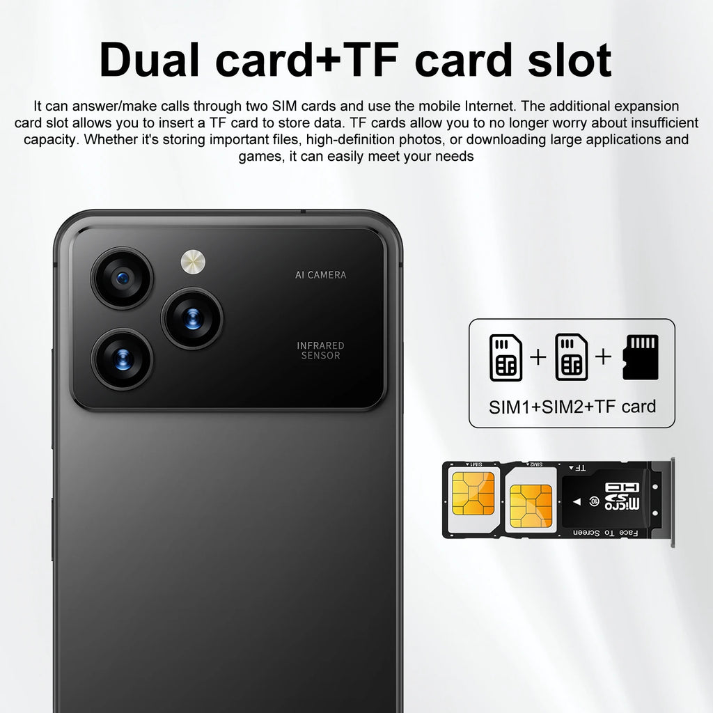 Economical Spark40 Pro Smartphone-7.3" HD Display 108MP Camera Dual SIM 4G LTE Android 14 16GB/1TB Waterproof Spanish Support