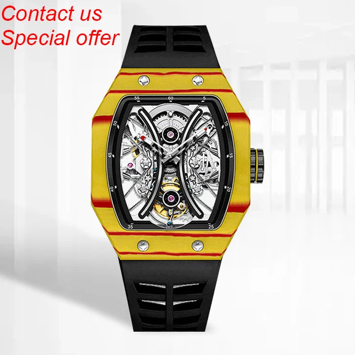 True Luxury Tourbillon square Watch Men's Sapphire Stainless Steel OEM Mechanical Automatic Waterproof Watch for Men
