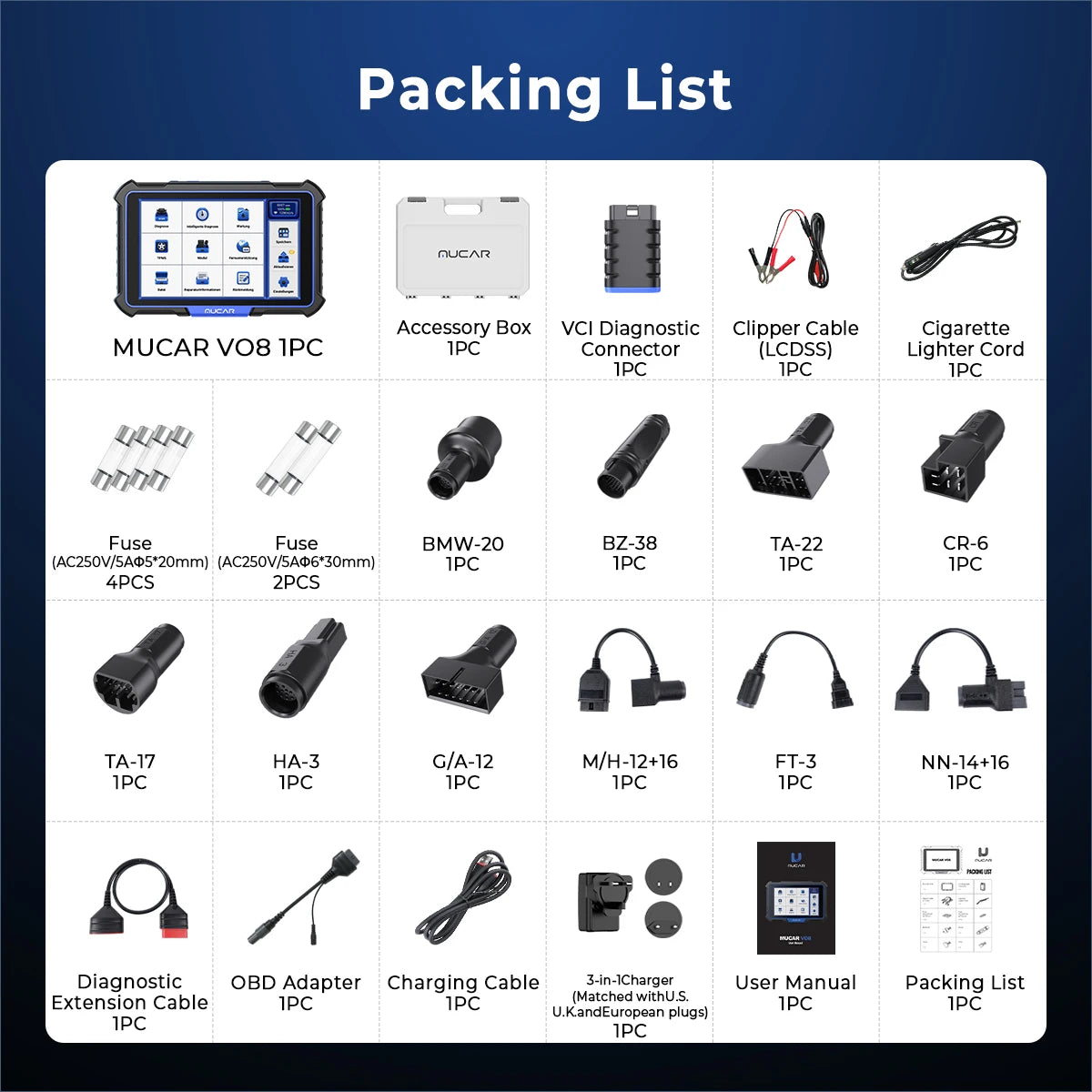MUCAR VO8 Professional Full System OBD2 Scanner ECU Coding Bidirectional Test Lifetime Free Update Diagnostic Tools for All Car