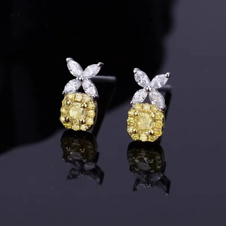 Sgarit Jewelry Manufacturer Custom Jewelry Stud Earrings 14K White Gold 1ct Yellow Moissanite Stud Earrings Anniversary Gift