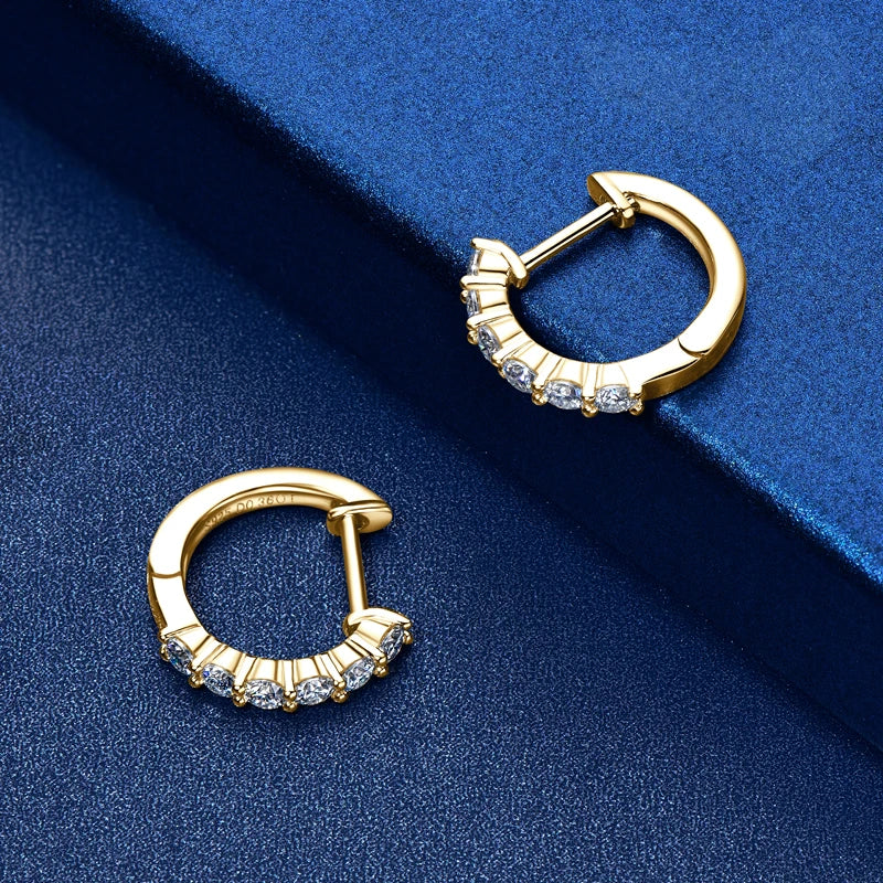 Sterling Silver 925 2.5mm 0.06CT Moissanite Sterling Silver Delicate Classic Huggie D Color Clip Earings for Women