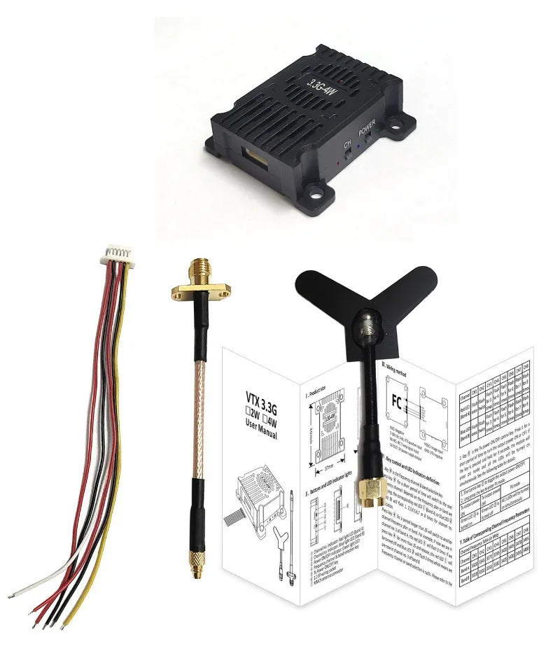 Ready Stock 3.3G 4W VTX 3.3G VTX 3.3G VRX 16CH RTF Video Transmission for FPV Racing Drone Accessories