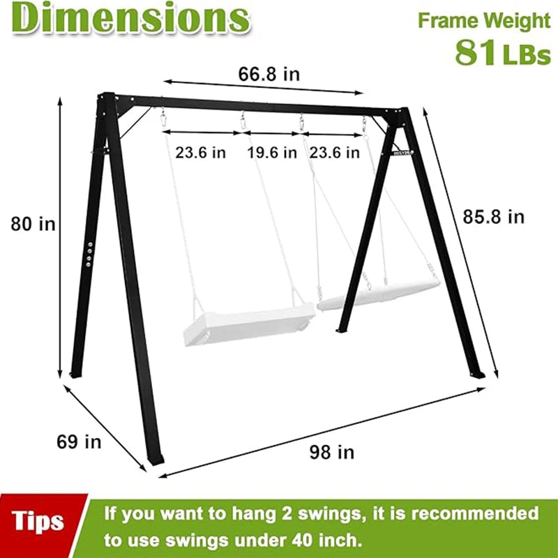 Zoshine Sturdy Load-Bearing Multifunctional Metal Swing Set | Ideal for Courtyard, Terrace & Outdoor Leisure