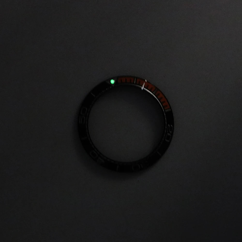 Rolamy Bezel for 600M Collection B600E 41.5mm Ceramic Watch Parts in Black Orange Silver