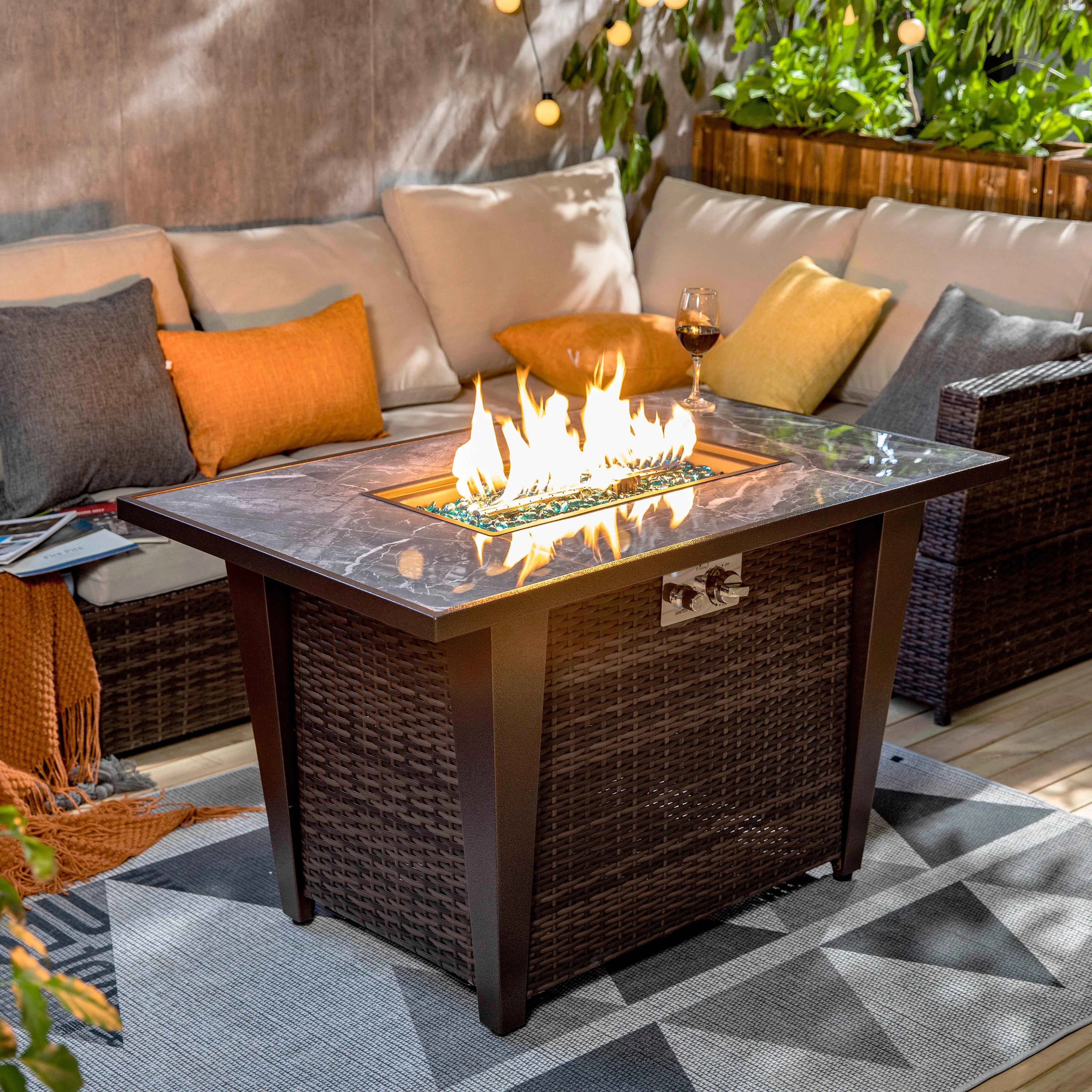 Outdoor Metal Fire Pit Column Patio Gas Fire Pit US Free Shipping