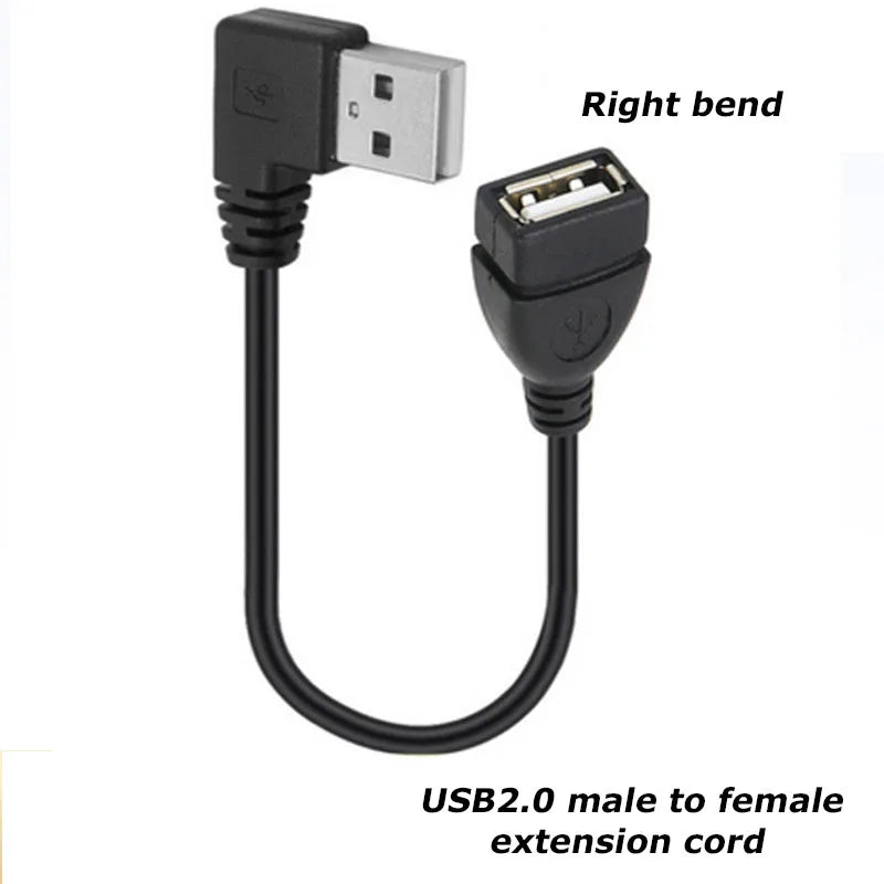 0.3M 90 Degree USB 3.0/2.0  Male to Female Adapter Cable Angle Extension Extender 5Gbps Fast Transmission Left/Right/Up/Down