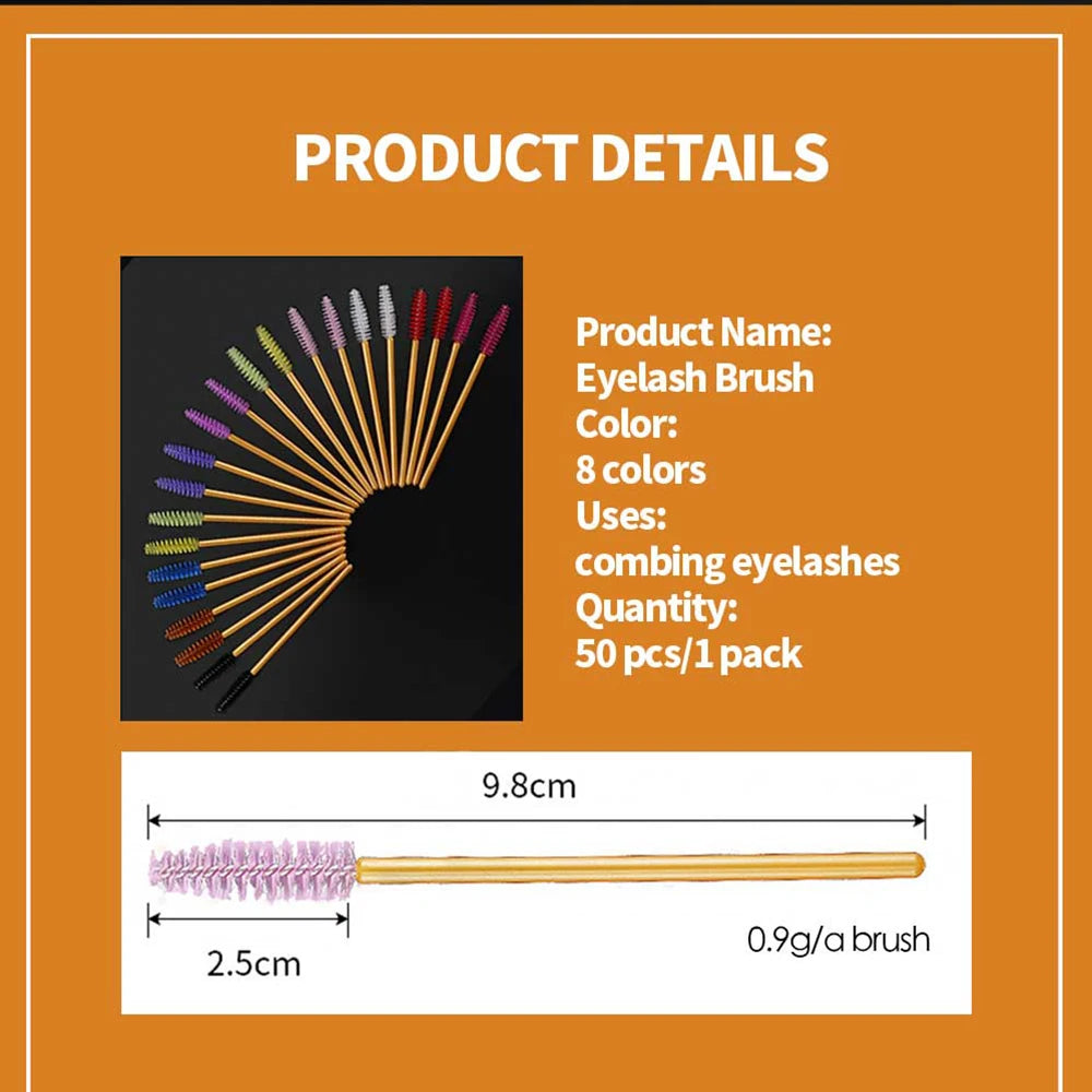 50Pcs Eyelashes Extension Disposable Makeup Eyebrow Brush Mascara Wand Applicator Eye Lashes Cosmetic Brush Set Makeup Tool