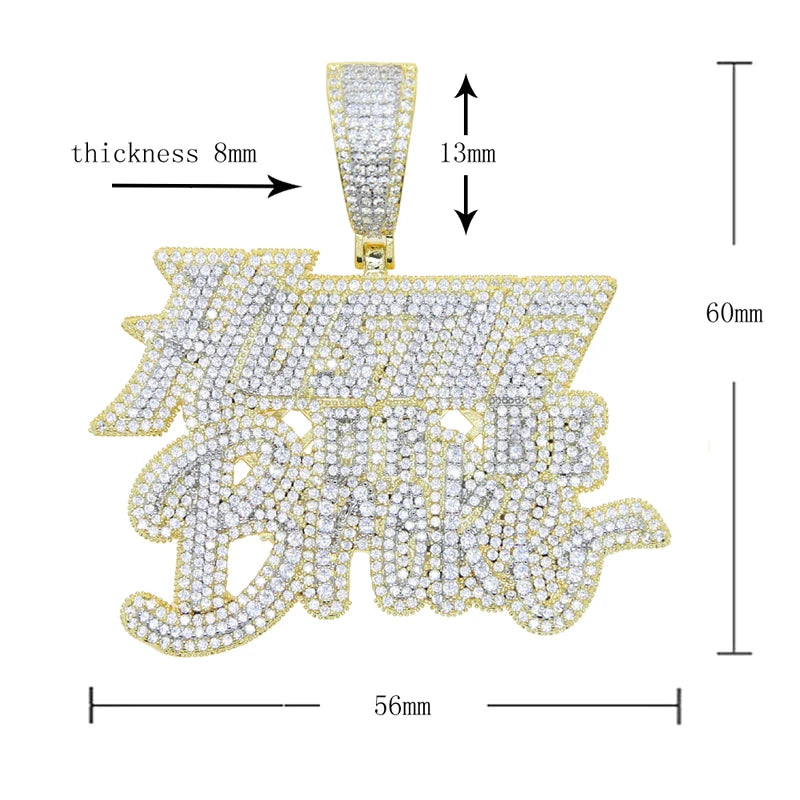 18K Gold Plated Micro Pave Cubic Zirconia CZ Plug Shape Pendant Hip Hop Style Yellow Gold Necklace for Engagement Wedding Party