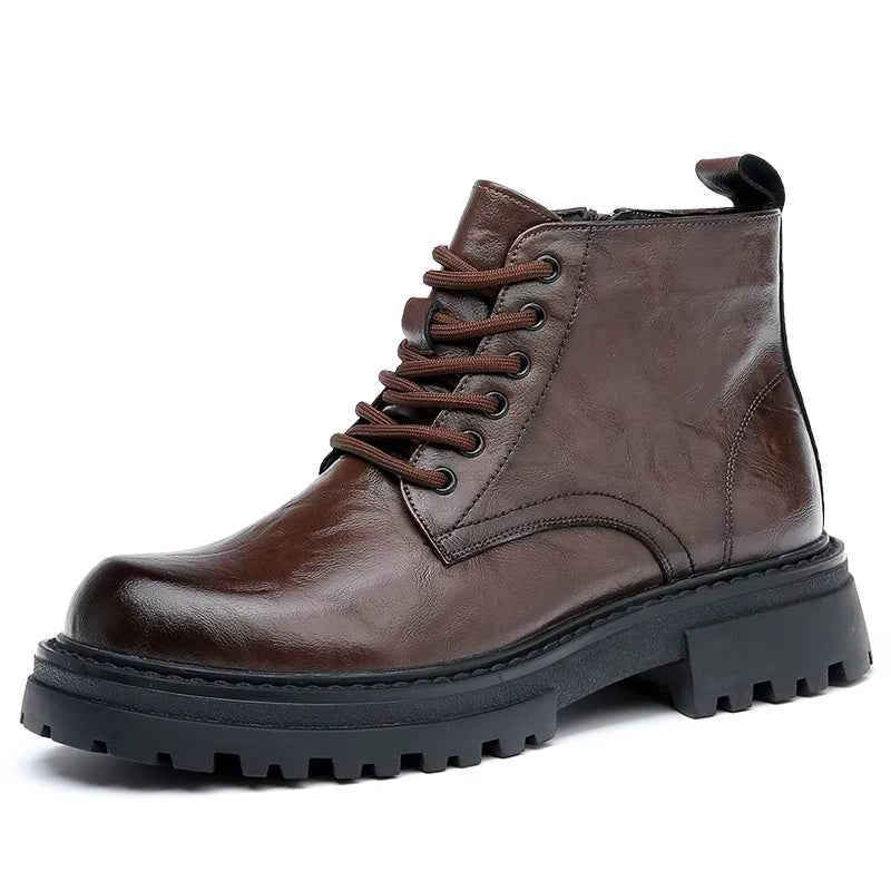 Custom Logo British Style Motorcycle Boots Slip-On Ankle Height Dress Shoes Black Light for Four Season
