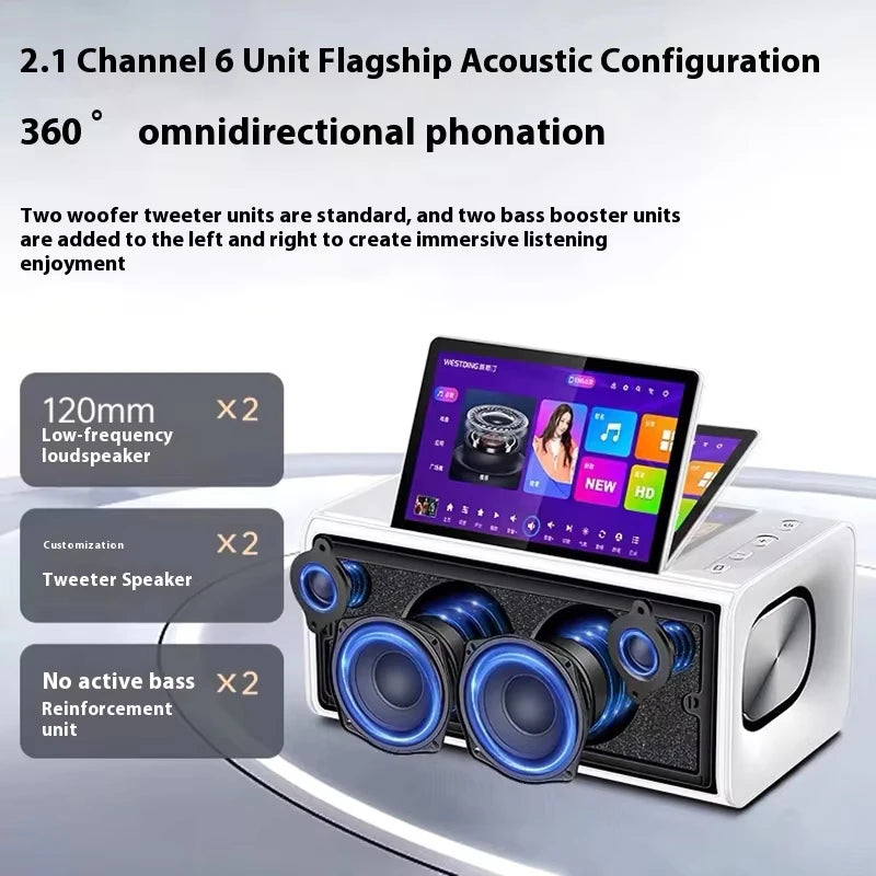 2025 Professional Android All-in-One Home Theater Player Touch Screen Karaoke System with Sound & Song Jukebox for Indoor Use