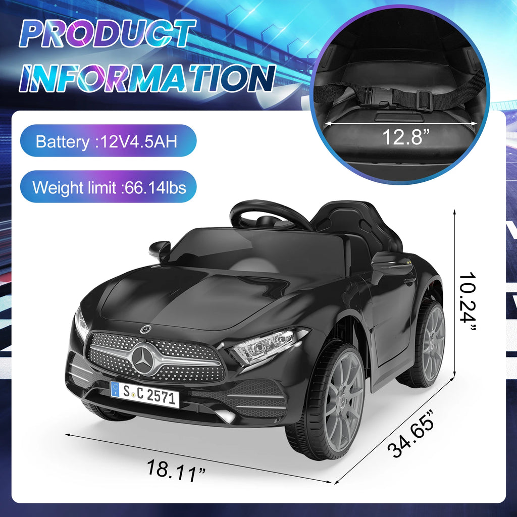 12V Kids Ride on Benz Car with 2.4G Remote Control, Car Ride on Vehicle Double Doors, 5 Point Safety Belt,LED Light 2-5 Year