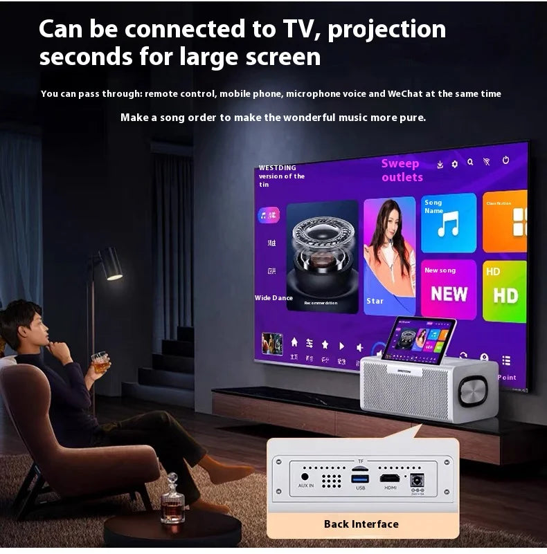 2025 Professional Android All-in-One Home Theater Player Touch Screen Karaoke System with Sound & Song Jukebox for Indoor Use