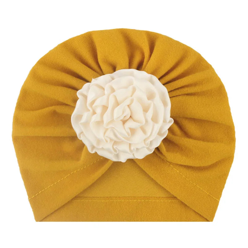 Cute Big Flower Baby Hat Soft Cotton Infant Toddler Girl Bonnet Turban Elastic Kids Newborn Beanie Cap