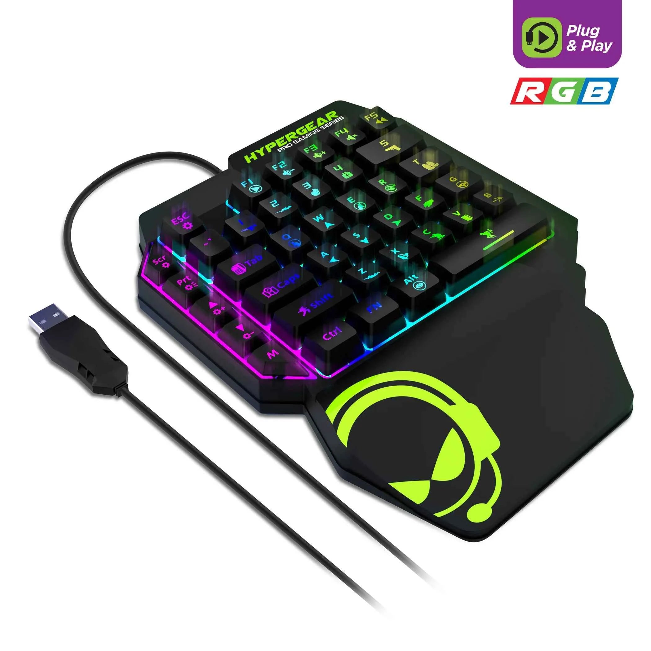 TD HyperGear KeyVictory One-Handed Mini Mechanical Gaming Keyboard English Language Computer Compatible