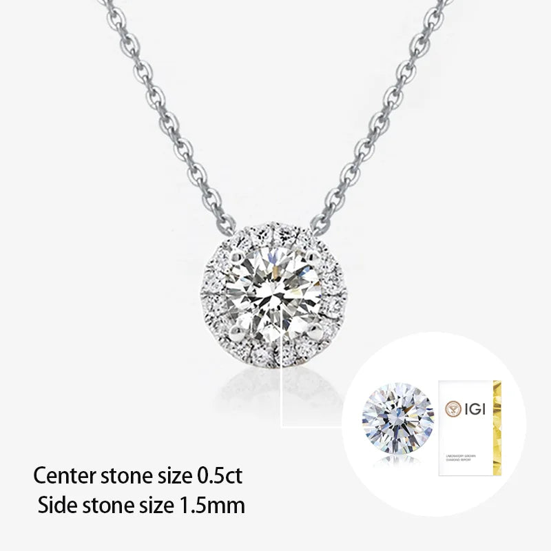 0.5ct IGI Certified Fine Jewelry Starsgem DEF VVS VS CVD HPHT Cut Lab Diamond Pendant 10k 14k 18K Solid Gold Women's Necklace