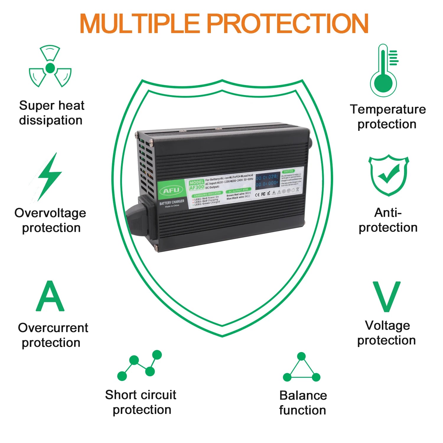 Powerful 29.4V 6A Li-ion Charger With Charging Display for Electric Road Sweeper 7S 25.9V Li-ion Battery 24V Battery Charger