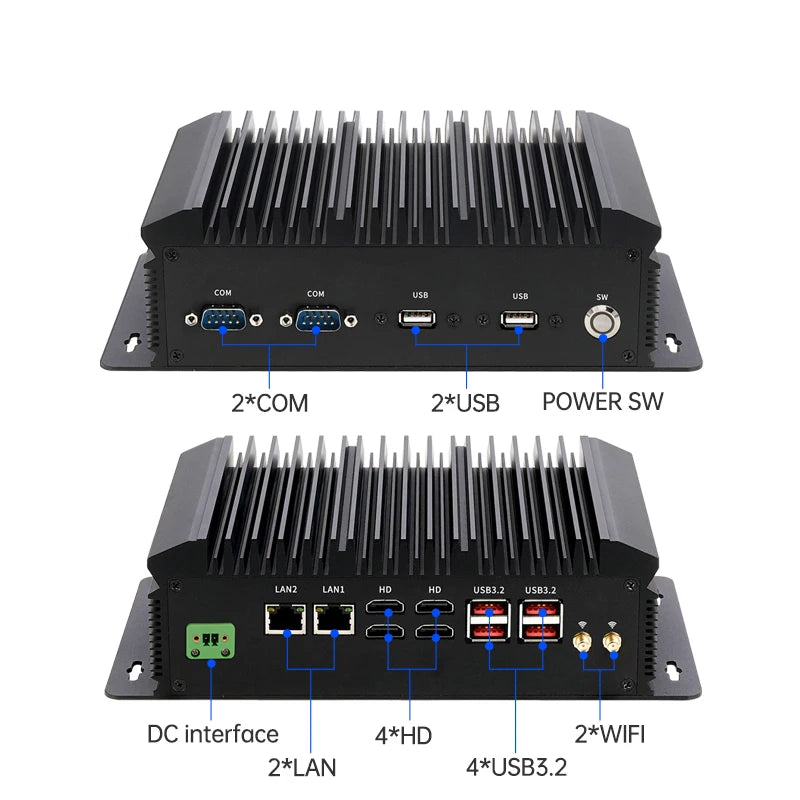 I5 1135G7 Mini Industrial Fanless PC Dual COM Dual LAN 2*DDR4 RAM M.2 Storage USB3.2 Win10/11 Linux Micro Computer