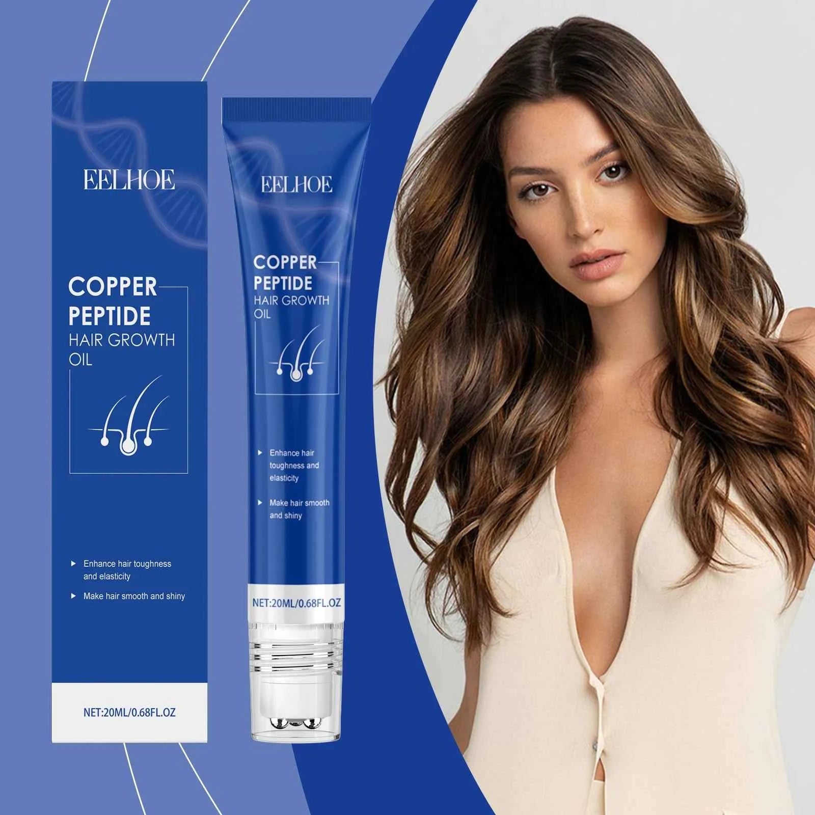 EELHOE Blue Copper Peptide Hair Care Essential Oil Nourishing Hair Care Essence for Dry Hair Moisturizes and Smooths Hair