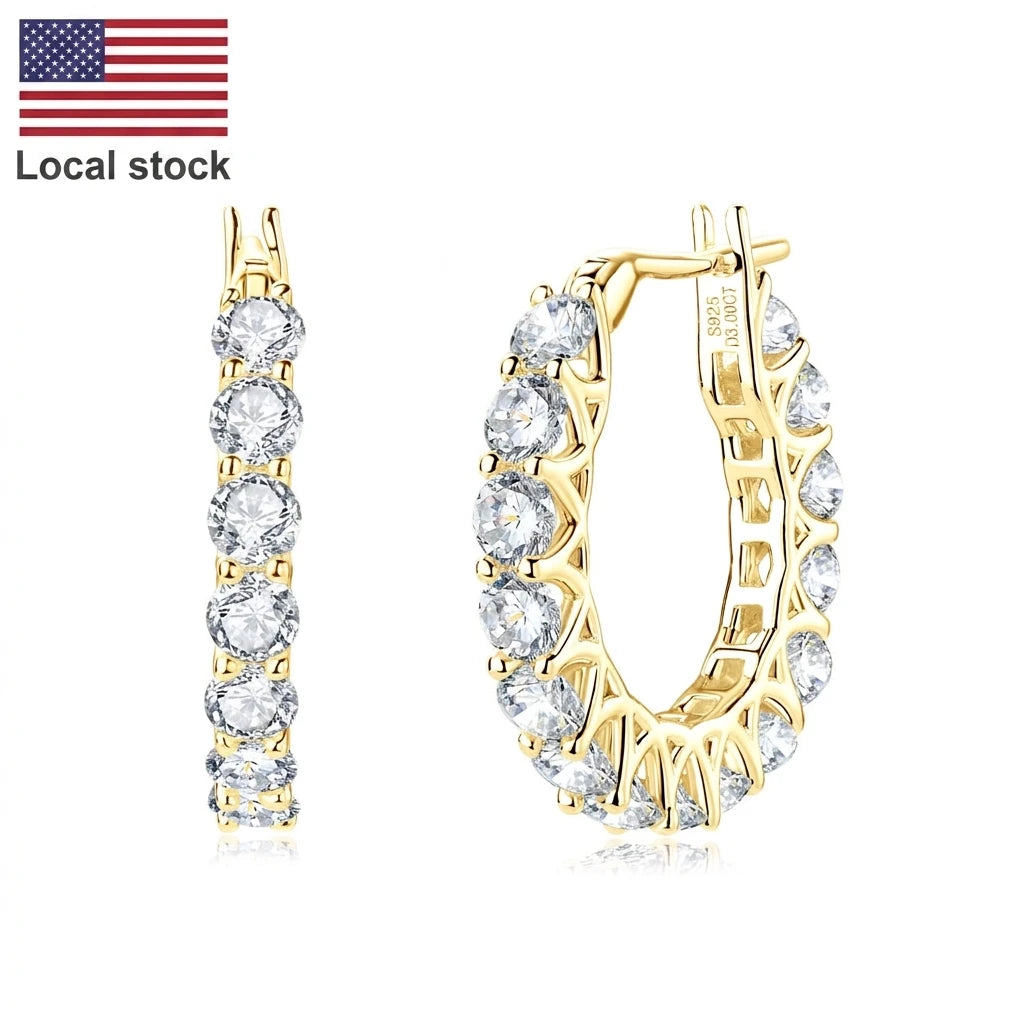 Free Shipping Luxury 14K Gold Filled Round Zircon Earrings Fashionable Full Diamond Hoop Earrings Jewelry Wedding Gift Wholesale