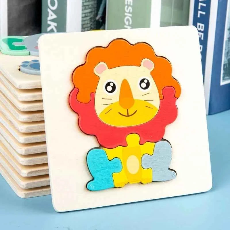 Montessori Toys 3D Puzzle Cartoon Animals Vehicle Cognitive Jigsaw Puzzle Wooden Toys for Children Baby Puzzle Game Gift
