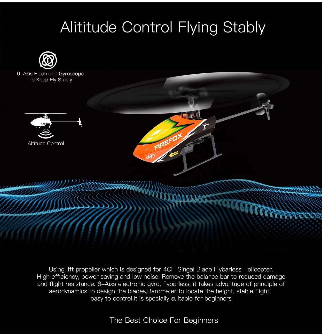 Beginner RTF Automatic Stable RC Helicopter 2.4G 4 Channel Single Propeller Without Aileron E129 C129 Durable Long Flight Time