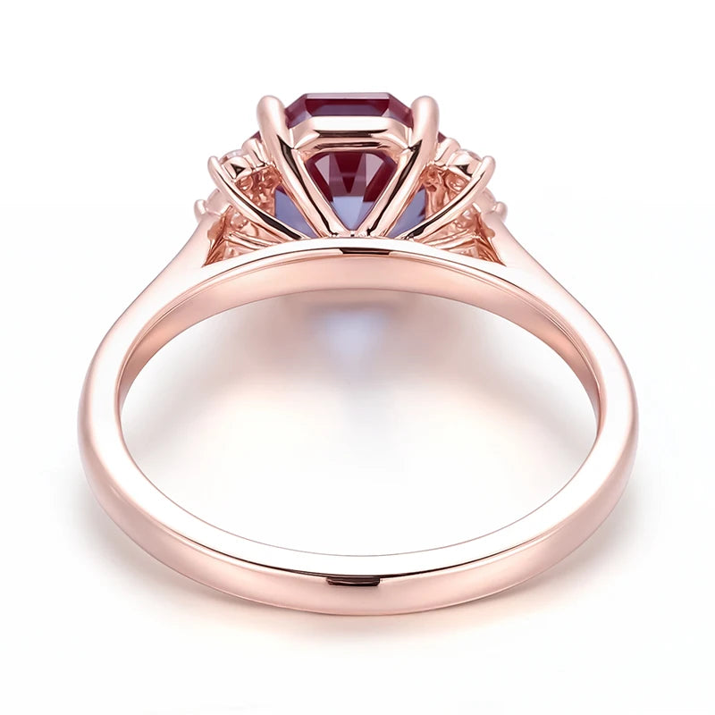 18K Rose Gold Alexandrite Ring Lab Made Gemstones Latest Design Woman Jewelry Friend Party Gift Coule Romantic Finger Ring