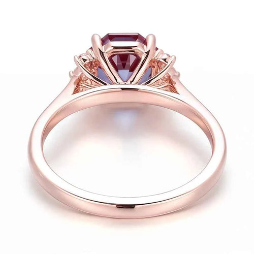 18K Rose Gold Alexandrite Ring Lab Made Gemstones Latest Design Woman Jewelry Friend Party Gift Coule Romantic Finger Ring
