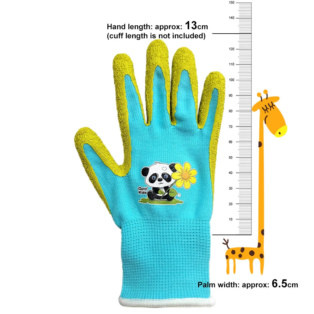 Kids/Toddler /Junior Garden Safety Rubber Coated Gloves, DIY, Age from Year 3 to Year 12, Palm Natural Latex Coated