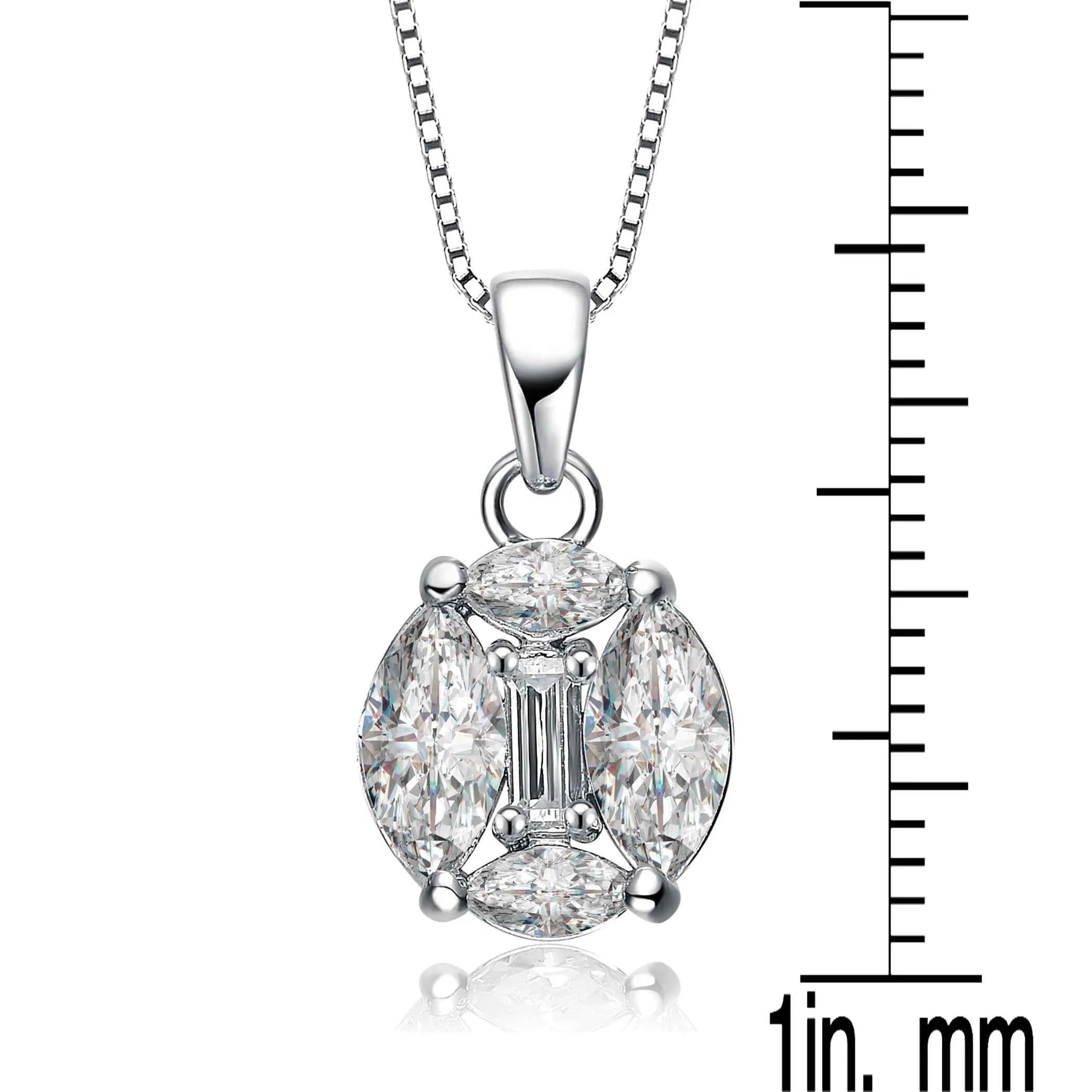 TD Collette Z Sterling Silver Cubic Zirconia Glitzy Necklace Huge Fashion Pendants & Charms