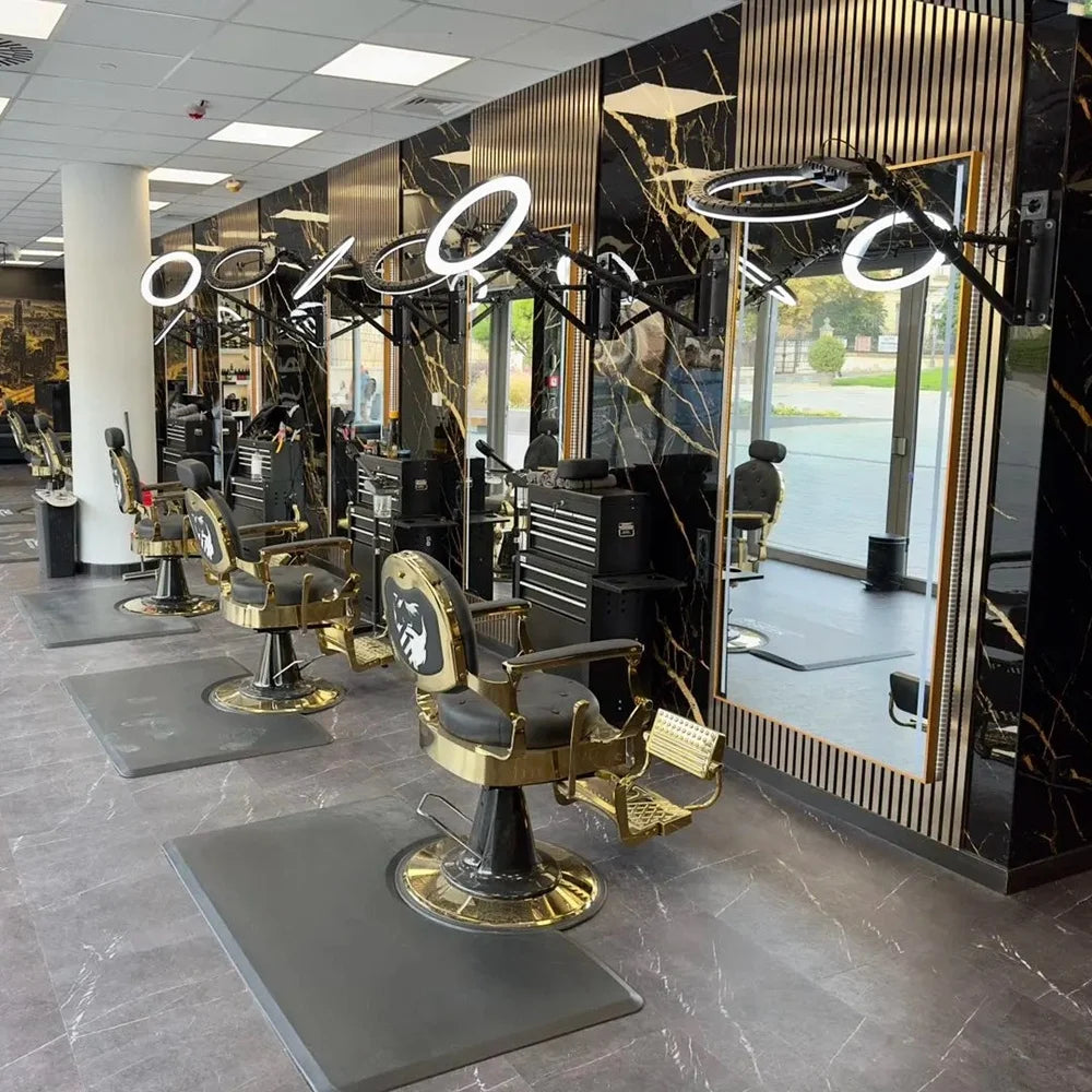 Barber Shop Ceiling Lights 21 Inches Ring Lamp with Wall Mount Phone Holder Remote Control