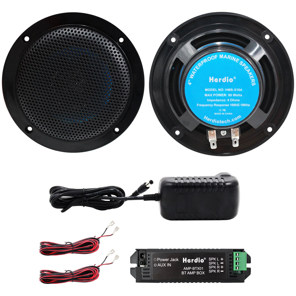 Herdio 4 Inch Ceiling Bluetooth Speakers Water Resistant 160W Marine Speakers For Bathroom Kitchen Home Outdoor Camper 2PCS
